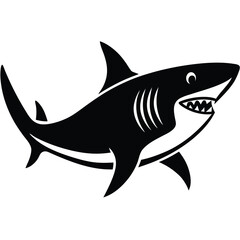 Obraz premium simple shark vector silhouette black color for animal element idea