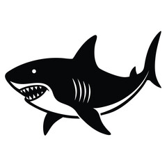 simple shark vector silhouette black color for animal element idea