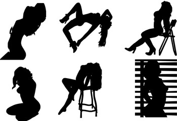 Sexy girl silhouettes clipart