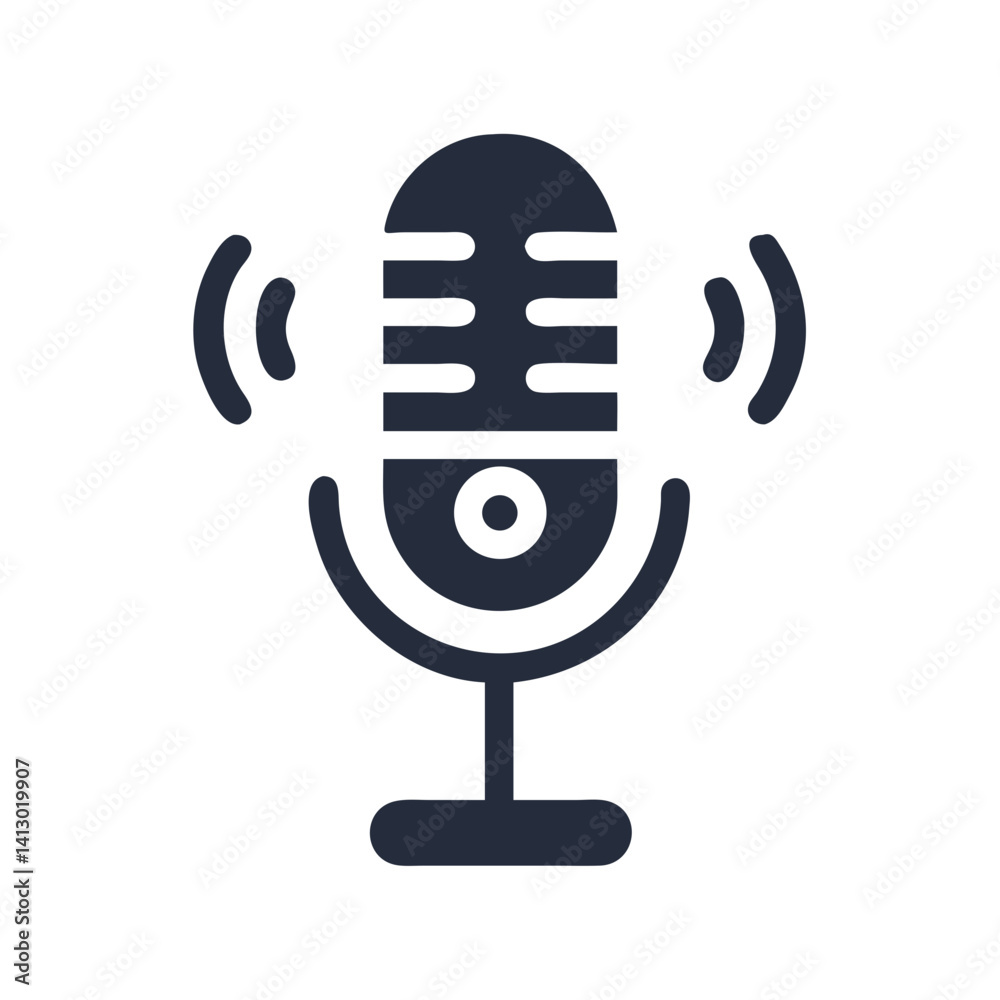 Poster Microphone Icon Representing Voice Input or Record