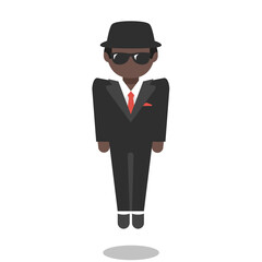 Man in Black Suit Levitating
