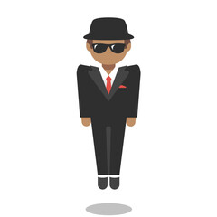 Man in Black Suit Levitating
