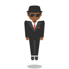 Man in Black Suit Levitating
