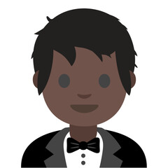 Man in Tuxedo Emoji with Deep Skin Tone
