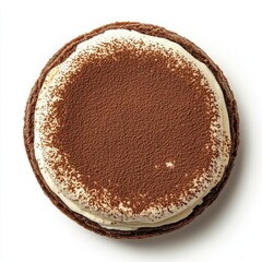 Velvety Layers of Classic Italian Tiramisu Dessert on Minimalist White Background for Food Photography