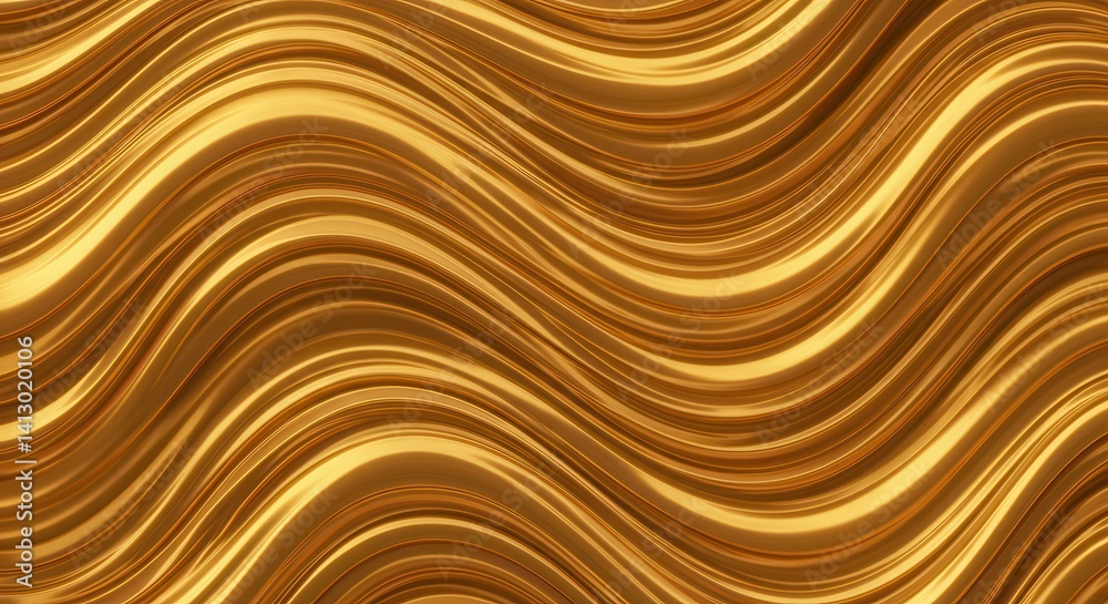 Poster Abstract Golden Waves Flowing Elegantly in a Seamless Pattern Design