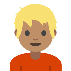 Obraz premium Blond-Haired Emoji Boy in Red Shirt 