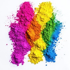 Vibrant Rainbow Holi Powder Explosion Bursting with Bright Colors Isolated on Crisp White Background