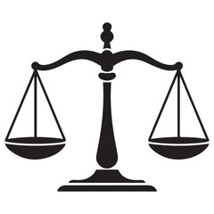 Scales. Libra icon. Flat style Vector Black silhouettes. with white background