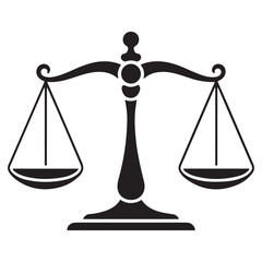 Scales. Libra icon. Flat style Vector Black silhouettes. with white background