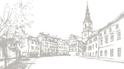 Obraz premium sketch drawing of a abstract city landscape 