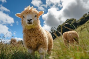 Fototapeta premium Merino Sheep in Sunny Field