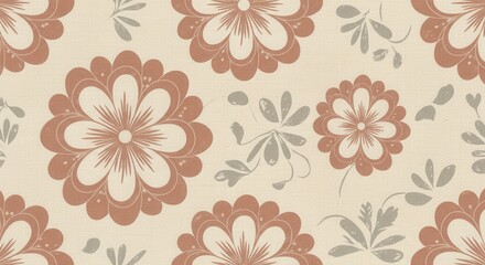 Obraz premium Elegant floral pattern background with retro style and soft color palette