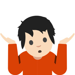 Shrug Emoji - Pale Skin Tone with Black Hair
