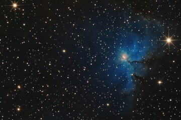 Obraz premium Celestial view of a vibrant blue nebula surrounded by stars in the night sky