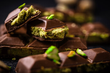 Dubai chocolate with kadayif pistachio filling