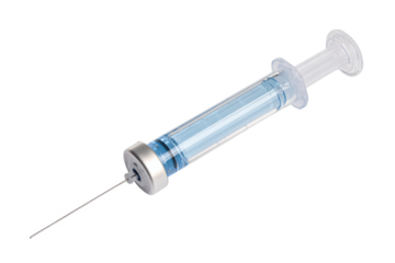 Medical Precision: A Single-Use Syringe Ready for Action, Representing Healthcare, Vaccination, and the Ongoing Fight Against Disease on a Clean Background.
