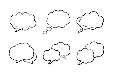 Fototapeta premium A set of thought bubbles line art vector illustration