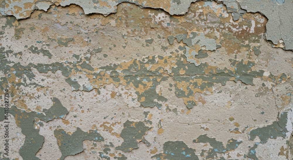Poster old wall texture featuring peeling paint and cracks for background use