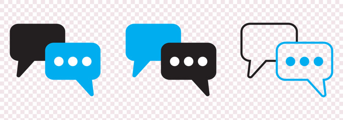 Text message icon set. chat speech balloon vector symbol. dialog bubble. communicate pictogram. social media comment button. sms sign