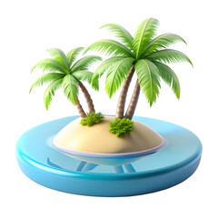 3D render island icon isolated on transparent background  
