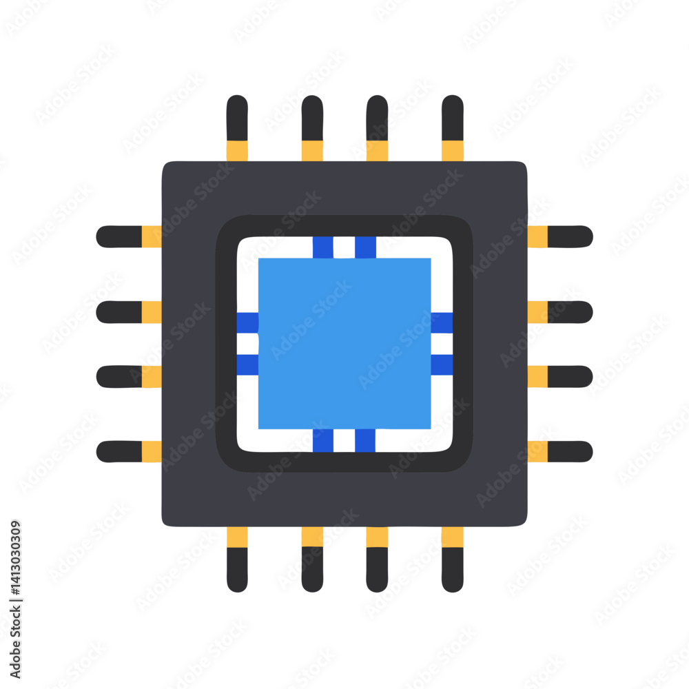 Poster Processor Chip Icon Representing Central Hardware Component