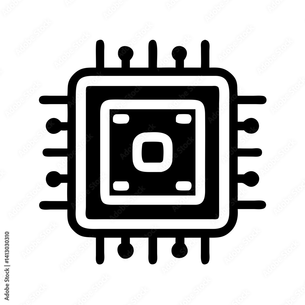 Poster Processor Icon Representing Central Processing Unit (CPU)