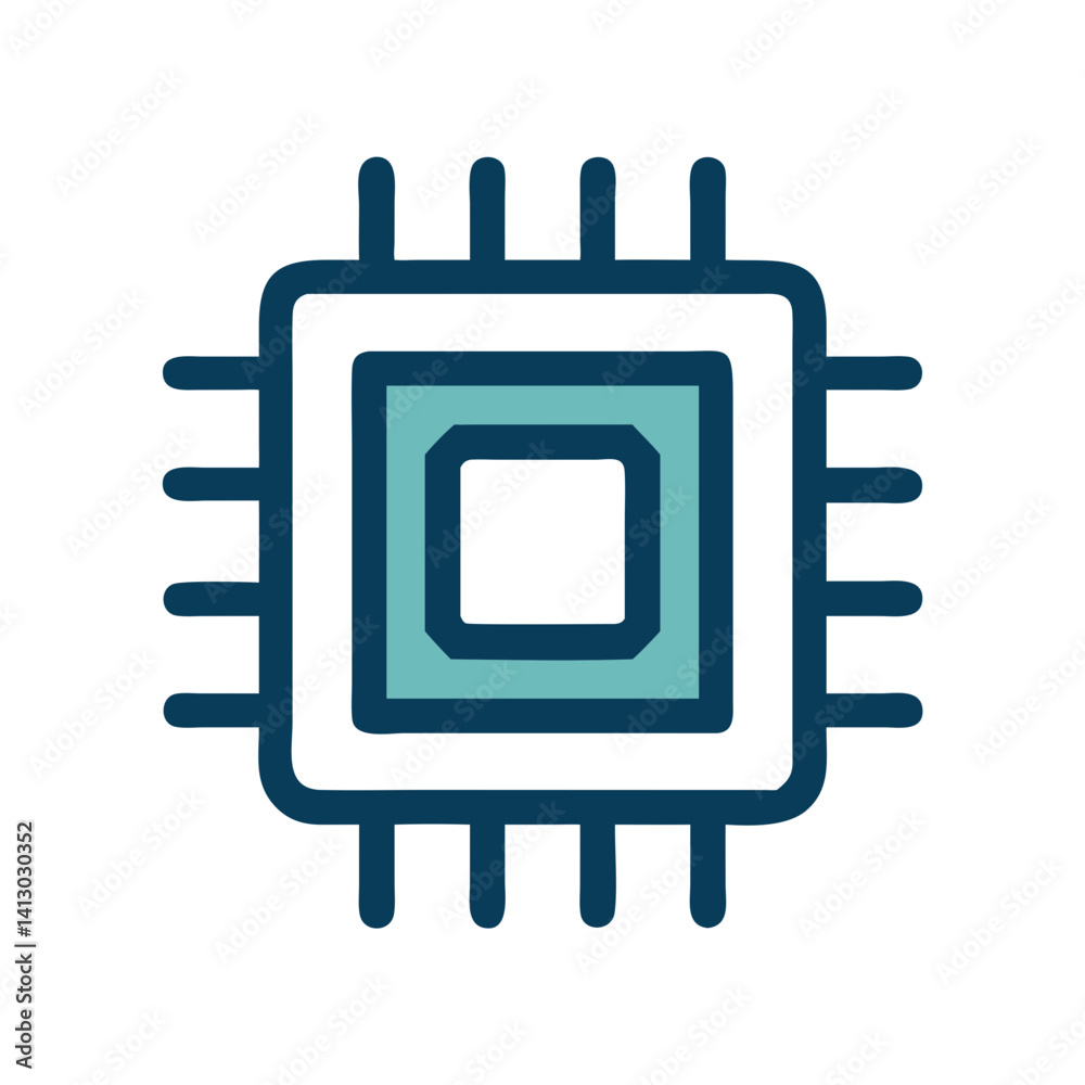 Poster Processor Icon Representing Central Processing Unit (CPU)