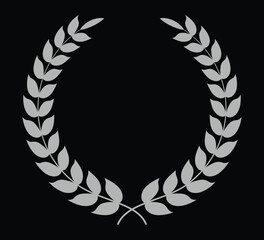 Obraz premium Circular Laurel wreath vector silhouette art on black background