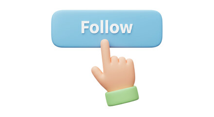Isolated Hand Touch Follow Button