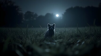 Mystical badger encounter at night nature photography moonlit field serenity