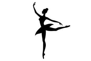 Elegant Ballerina Silhouette Graceful Dance Black And White Artwork Artistic Representation Of Ballet Dancers Posture Perfect For Creative Projects, ballerina, ballet, dance, dancer, silhouette, black