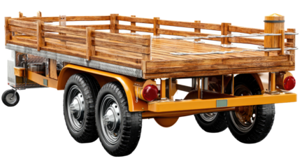 Vintage Trailer's Rustic Charm: A classic trailer, captured in a high-angle view, showcases its sturdy build and evokes the spirit of exploration and adventure, ready to transport cargo and memories.