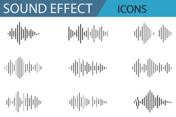 Minimalist sound wave icons showcasing different audio frequencies.

