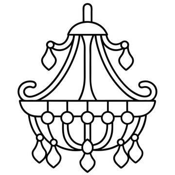 recommend clip art: chandelier line art vector illustration decorative elegant vintage lighting lamp hanging light interior icon