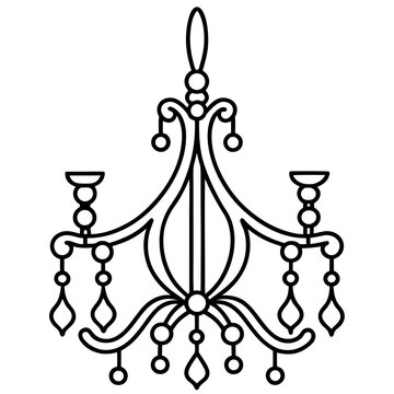 recommend clip art: chandelier line art vector illustration decorative elegant vintage lighting lamp hanging light interior icon
