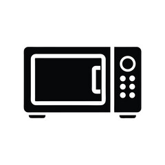 Microwave Icon Simple Kitchen Appliance Silhouette on Transparent Background