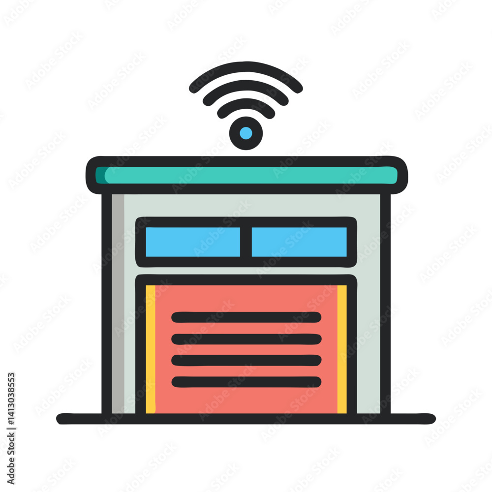 Poster Smart Garage Door Icon Representing Automated Entry Control
