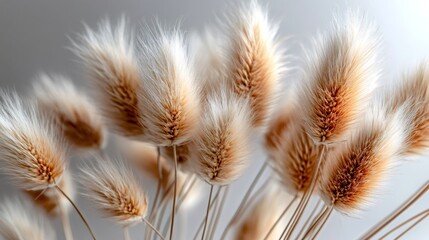 Obraz premium Bunny tails grass creating a soft and textured display on neutral background
