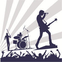 Obraz premium Energetic Rock Band Performing Live on Stage with Enthusiastic Crowd