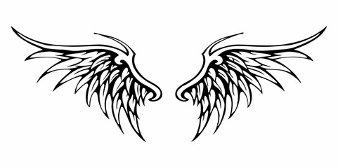 Obraz premium black and white svg vector, Halloween evil wings icon