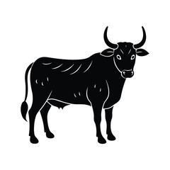 Cow graphic icon. Cow black silhouette isolated on white background. Vector illustration