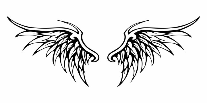 black and white svg vector, Halloween evil wings icon