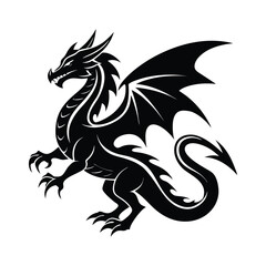 Vector drawing of a black dragon silhouette that sits