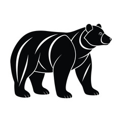 Silhouette of Black Bear, isolated on white background