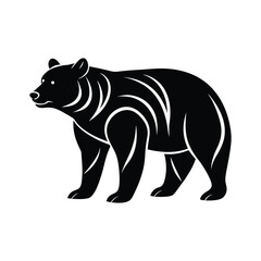 Silhouette of Black Bear, isolated on white background