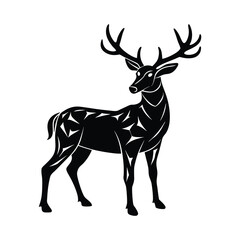 Vector deer silhouette isolated on white background.