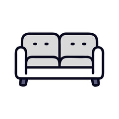 Sofa Icon &ndash; Two-Seater Couch Symbol, Compact Living Room Furniture