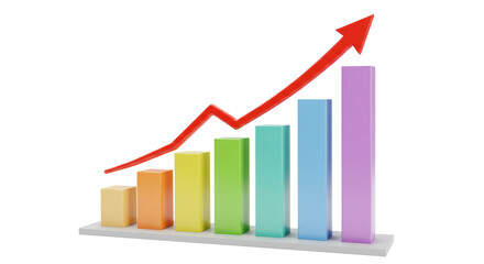 Isolated Bar Graph with Arrow Up