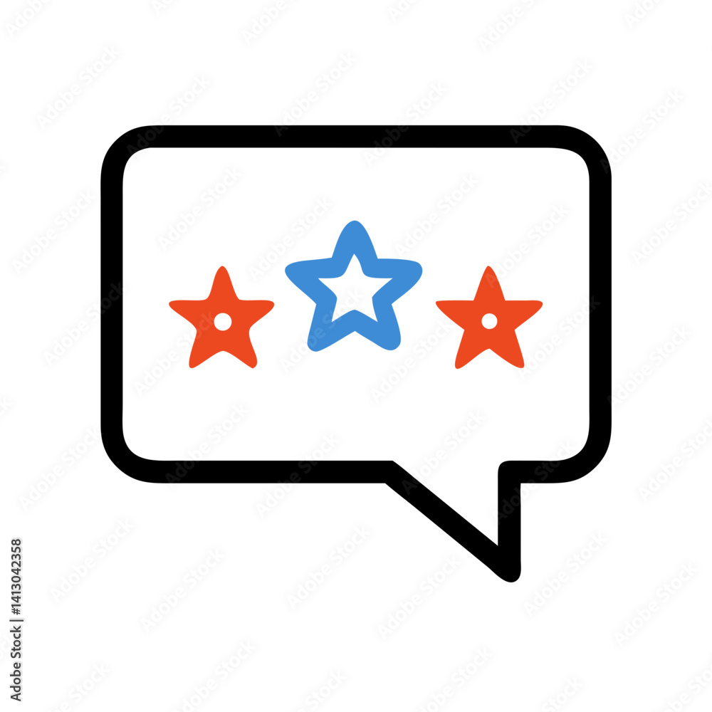 Aufkleber star rating in speech bubble icon representing customer feedback